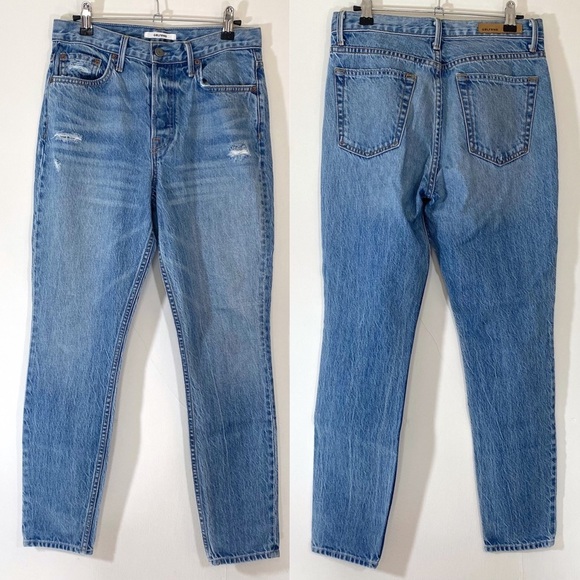 GRLFRND Karolina Jeans in Domenico High Rise Straight Leg Cotton Stone Wash 27 - Picture 1 of 6